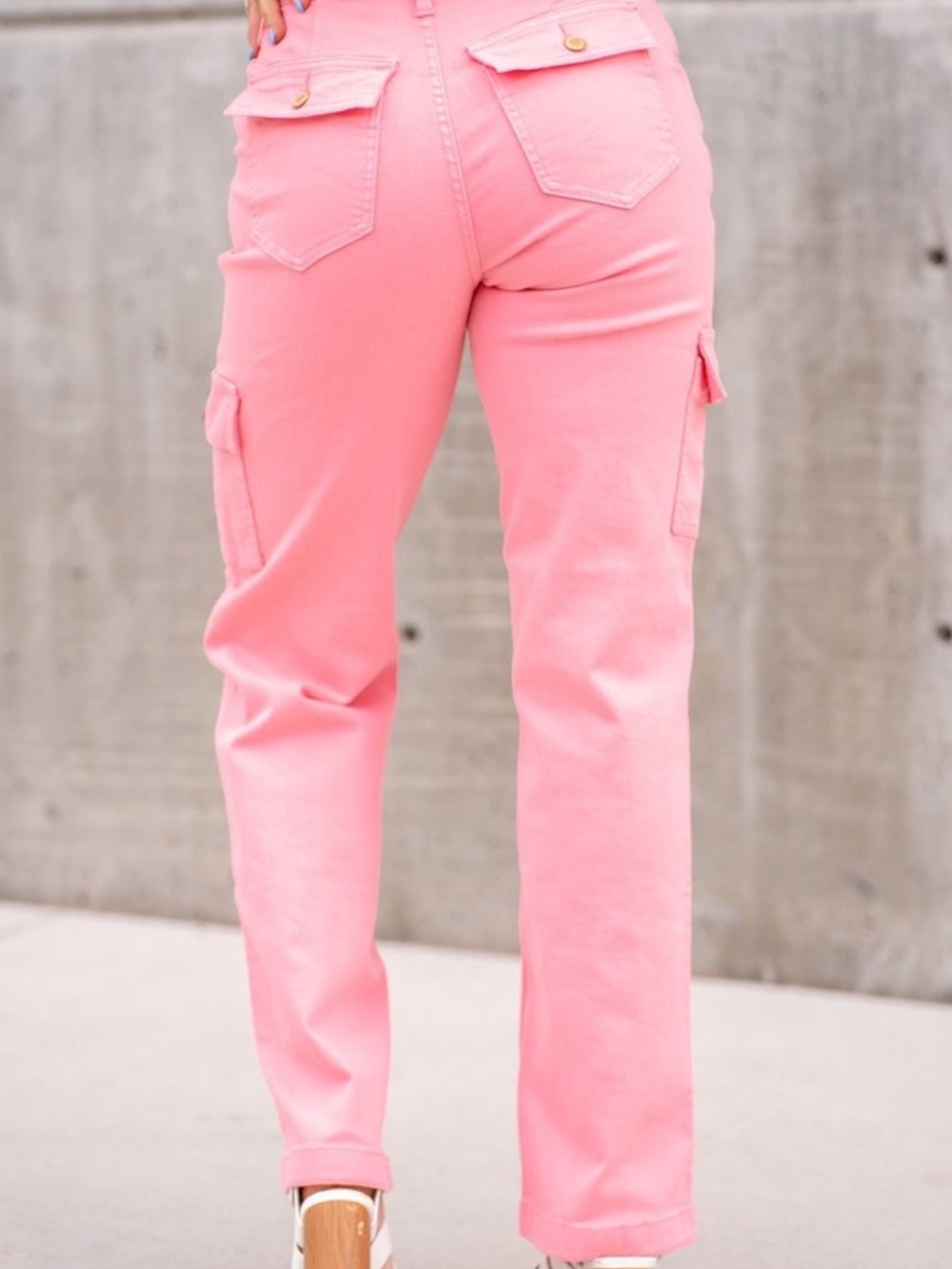 Judy Blue Pastel Pink Wide Leg Cargo Pants - Picture 3 of 7